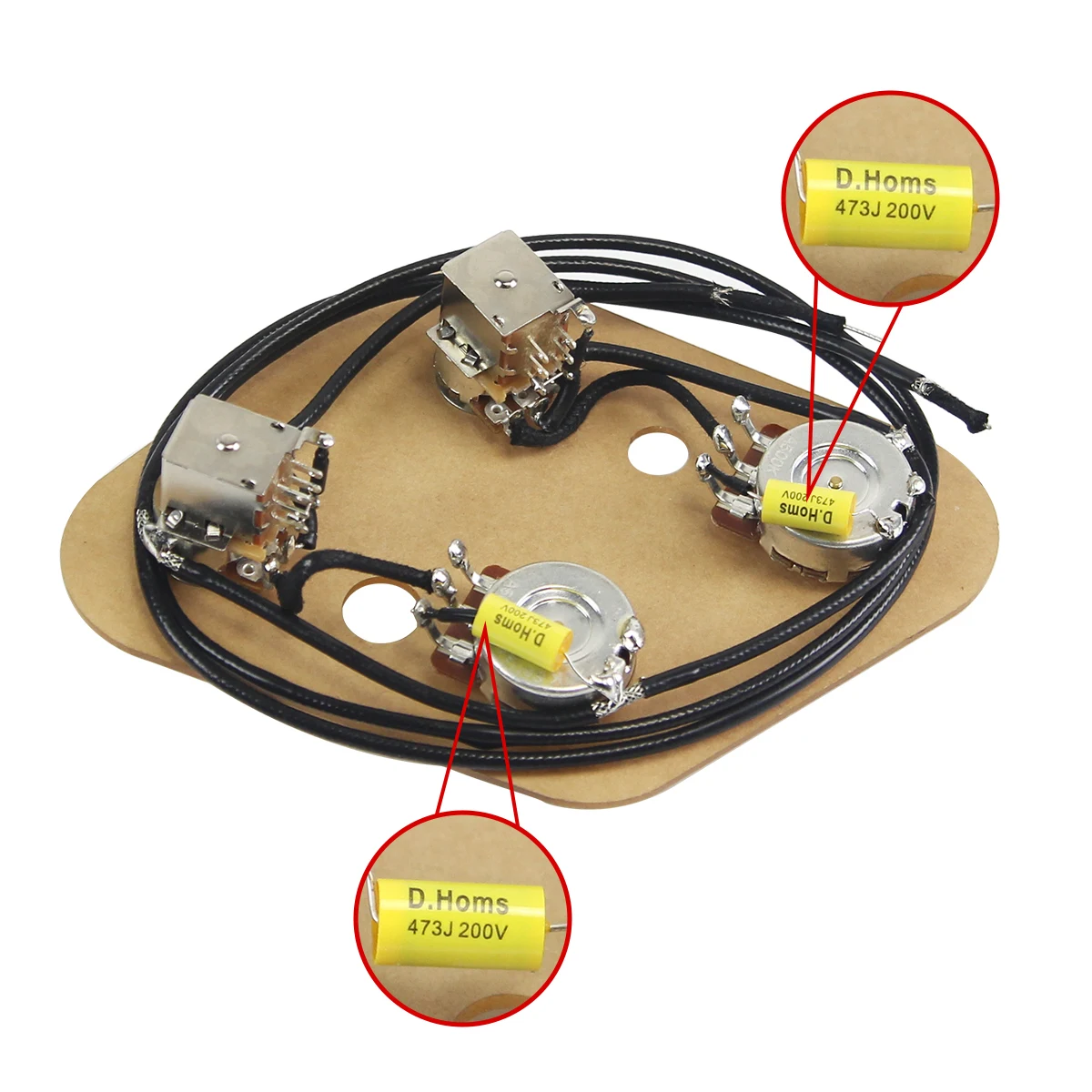 NEW 2T2V Wiring Harness Guitar Upgrade with Coil Split Kit Push-Push Pots 500k 3-Way Switch for LP Guitar