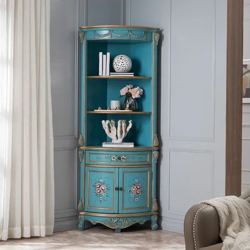 

European-Style Corner Cabinet Solid Wood Painted Hallway Cabinet Corner Cabinet Furniture