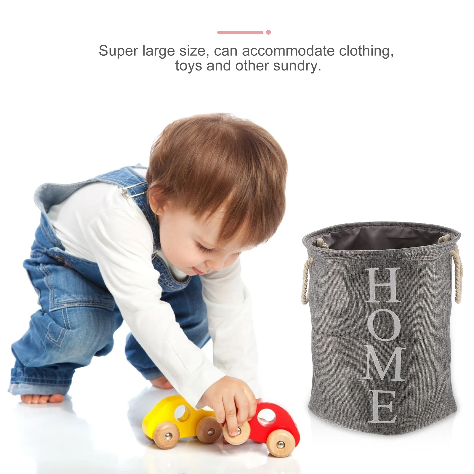 

1Pcs Foldable Cotton Linen Clothes Storage Basket Large Capacity Laundry Hamper Bedroom Utility Room Sundries Organizer