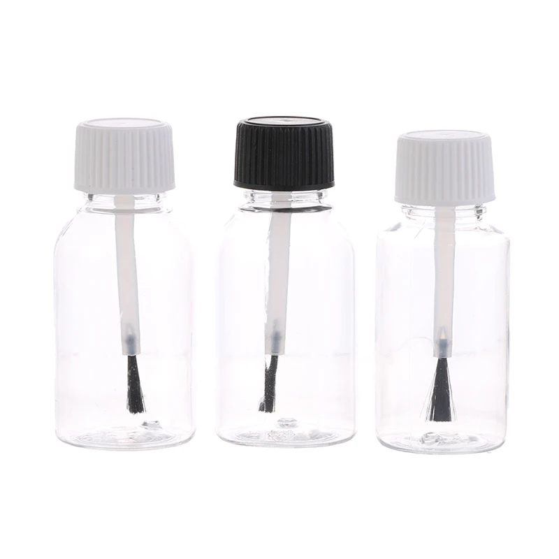 5/10/15/20/30ml Plastic Nail Polish Bottles Liquid Empty Bottle With Brush Cap DIY Craft Clear Refillable Leakproof Storage Jars