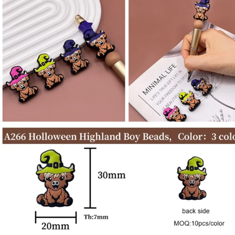 Yak Silicone Focal Beads para dentição do miúdo, Cadeia Chupeta do bebê, colar Bead Acessórios, Food Grade, Halloween, Wristlet, 5 pcs, 10pcs