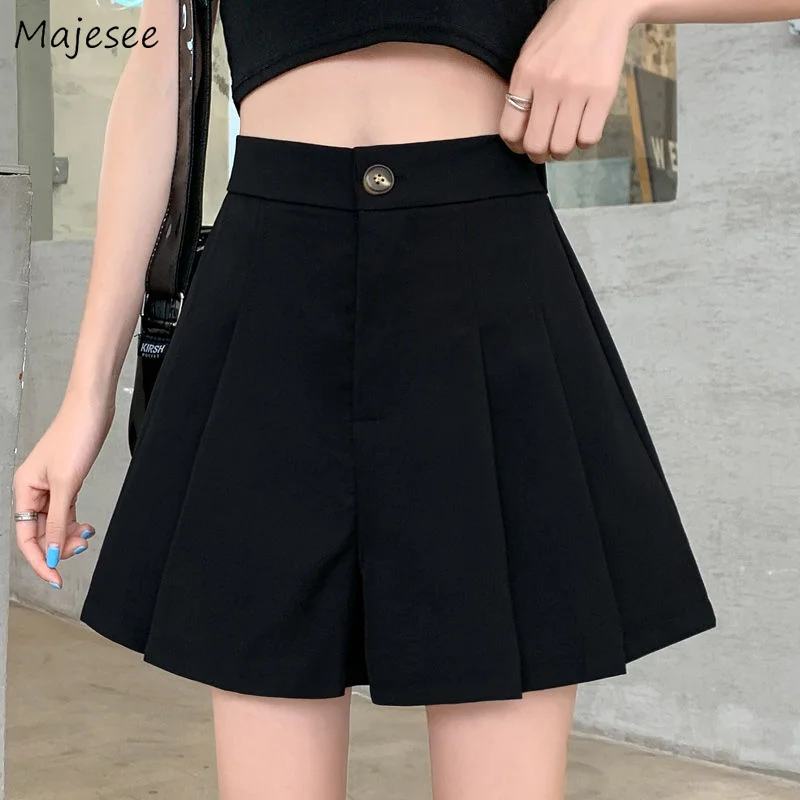 S-5XL Pleated Shorts Women Solid Design High Waist All-match Summer Ulzzang Casual Fashion Ladies Classic Hot Sale Юбка Женская