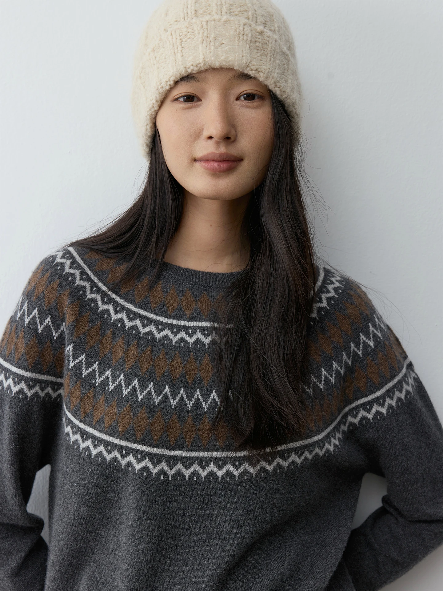 

Женский цельный свитер Zhihua Island Pure Camere 2 Needle Sl, мягкий, длинный, с круглым вырезом, вязаный из шерсти