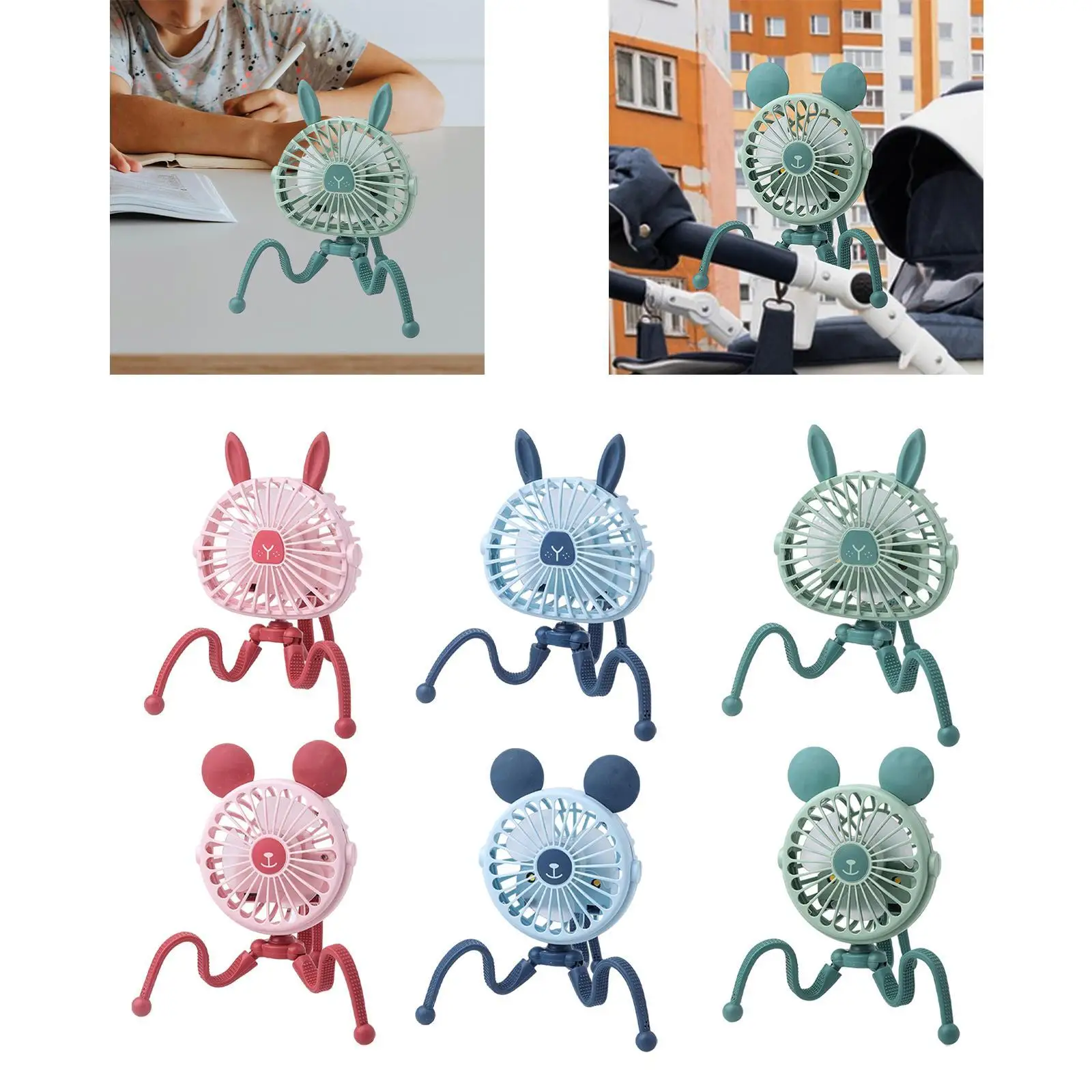 مروحة مكتب 3 تروس قابلة للتعديل مع ضوء ليلي متعدد الوظائف ومشبك خفيف الوزن على المروحة لغرفة المعيشة والدراجة والشقة والمشي لمسافات طويلة