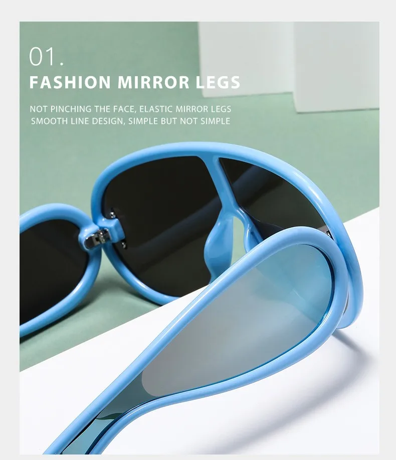 Integrierte Brille, Sonnenbrille, großes Gesicht, Sonnenbrille für Männer und Frauen, modische Krötenbrille, Sonnenbrille 3950 – Detail 6