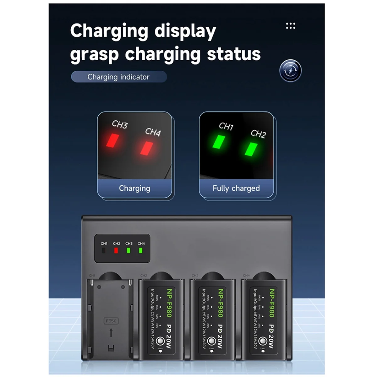 

ABWH_NP-F970 4-Channel Digital Camera Battery Charger(US Plug)