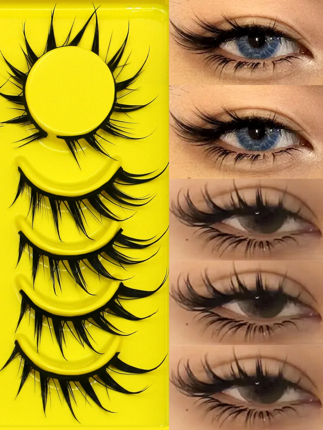 Lasvirey Ciglia Cat Eye Manga Ciglia Stili 3D Ciglia finte visone Morbide incrociate Sottili Estremità alate naturali Occhi Ciglia allungate Trucco