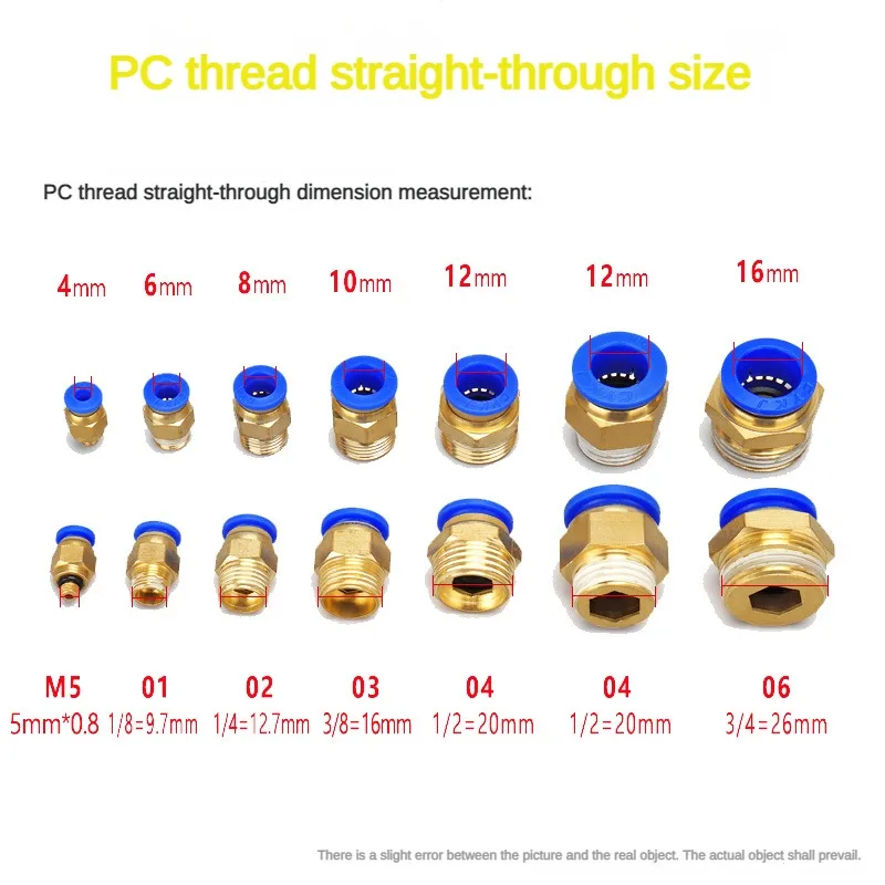 Pneumatic Fittings 3/8 1/2 1/4  Pc8 M6 Quick Release Air Connector For Air Hose Tube Connectors Pneumatic Quick Plug Fittings