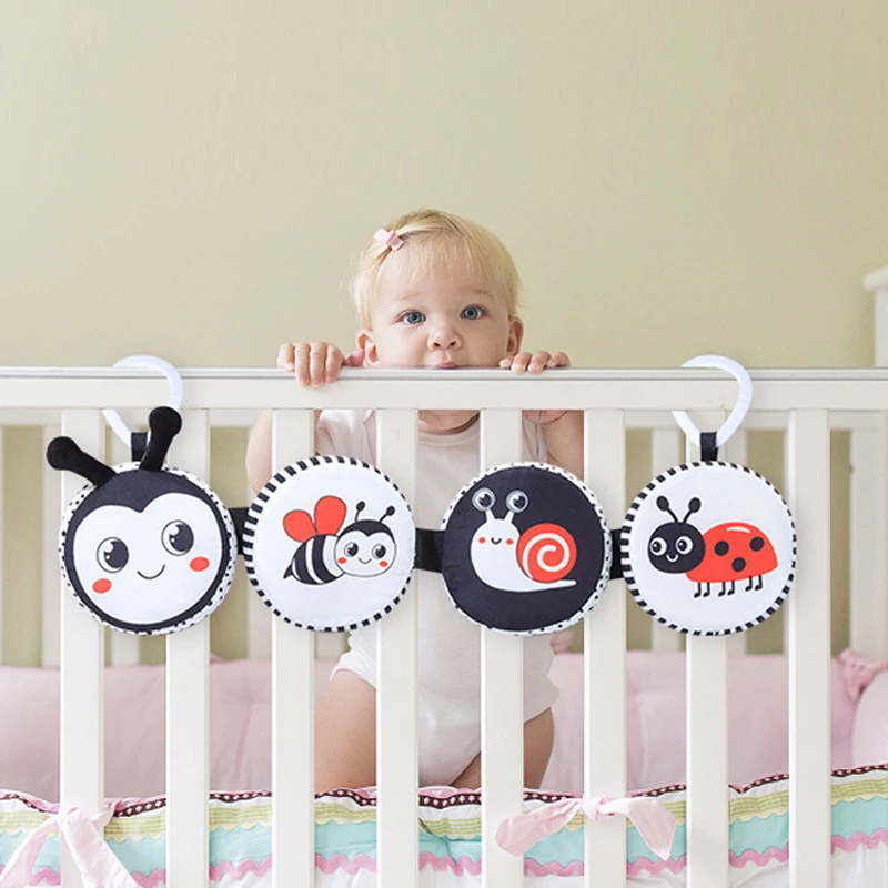 Baby Book Black and White Books For Newborn Babies Bed Crib Bumper Sensory Cloth Book Montessori High Contrast Baby Toys 0-12 M