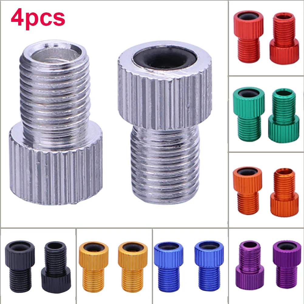 

4 pcs Valve Conversion Nozzle Aluminum to Adapter Bike Accessories Smooth Thread Mountain Road Bicycle Stem