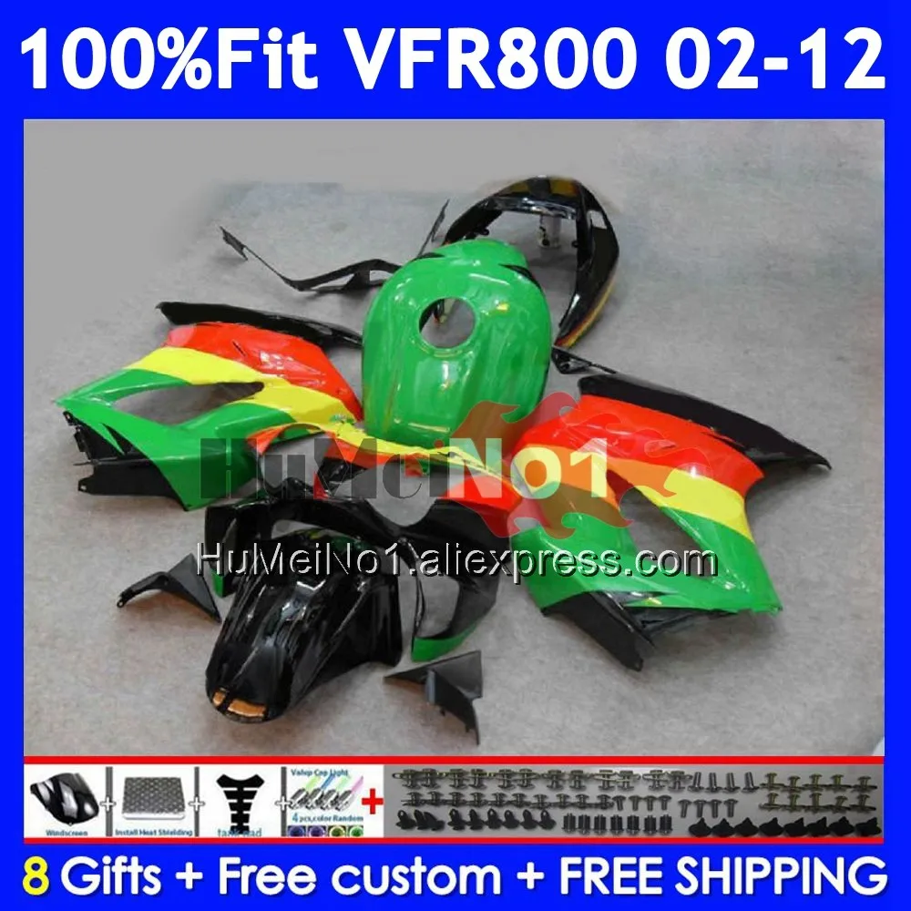 Interceptor For HONDA VFR800 VFR 800RR 800 RR 2002 2003 04 2005 2006 2007 46No.25 VFR800RR 08 09 10 11 Red green 12 Fairings