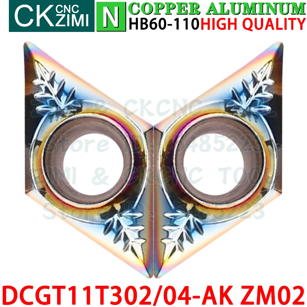 DCGT11T302-AK ZM02 DCGT11T304-AK ZM02 Plaquitas de carburo de aluminio Plaquitas de torneado Herramientas DCGT11T3 DCGT DCGT32.50.5 DCGT32.51 AK CNC Cortador mecánico Torno de metal Herramientas de corte para aluminio