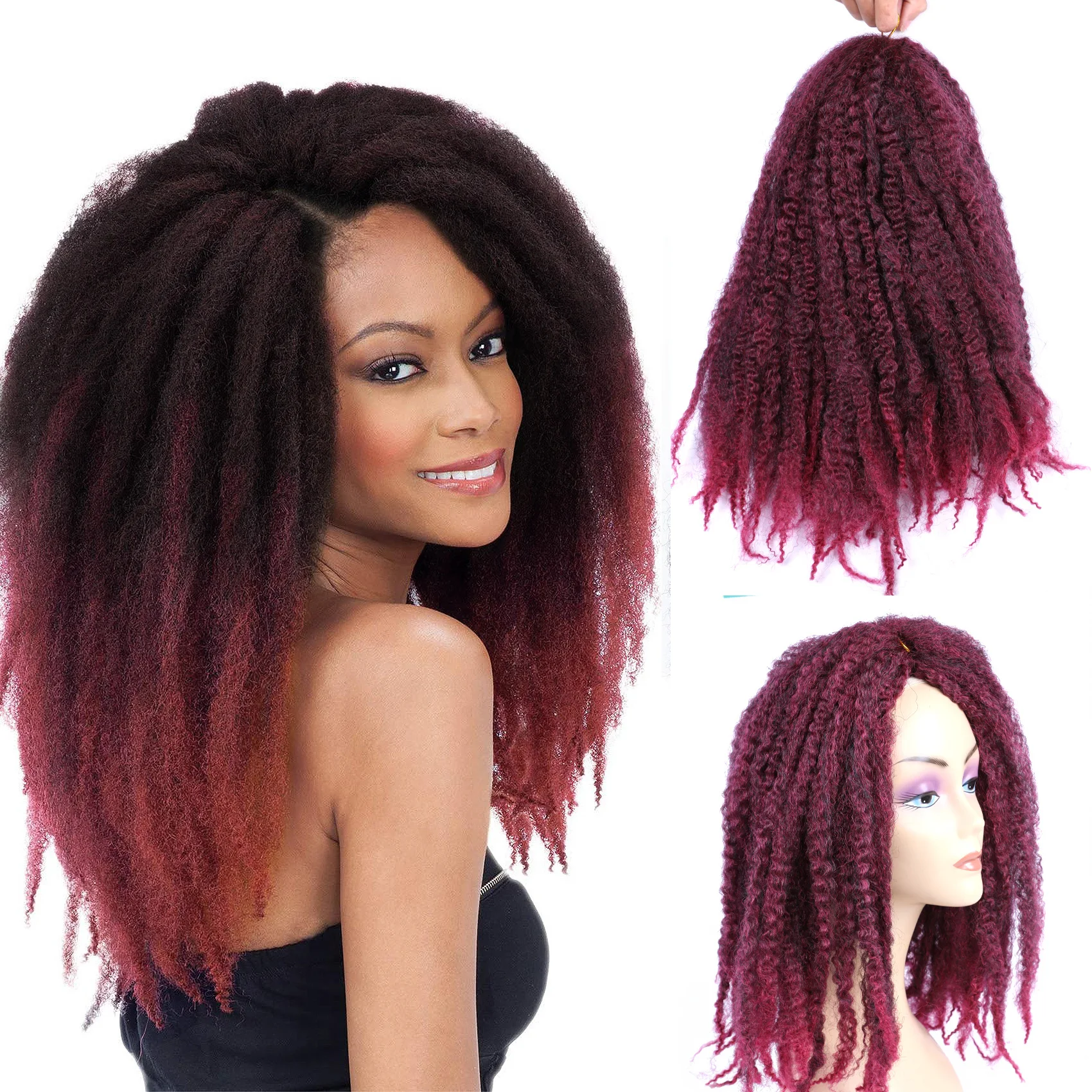 18-дюймовые плетение волос Marley Twist, вязанные крючком афро странные вьющиеся плетение волос Marley Twist Braids, синтетические наращивание волос для женщин