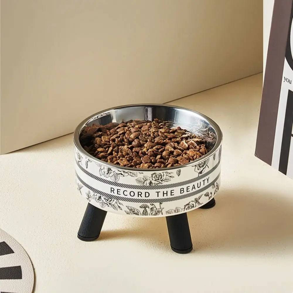 

Food Holder Anti-slip Stainless Steel Cat Bowl Simple Fall Prevention Lovely Dogs Feeder Creative Round Dog Bowl Home