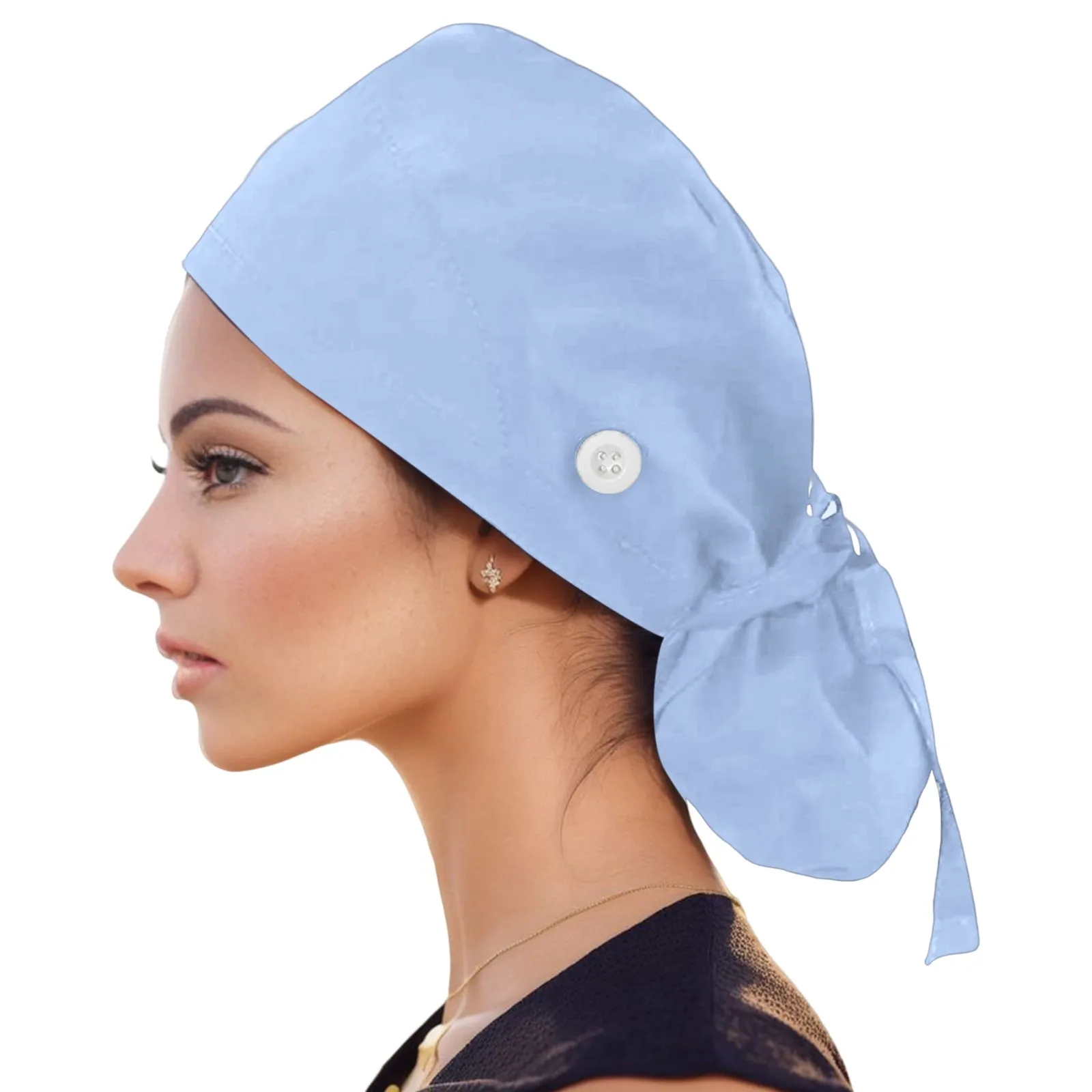 Unisex Surgical Dust-Proof Hat with Button Nurse Doctors Operate Room Work Cap Beauty Institution Veterinaria Scrubs Cotton Caps