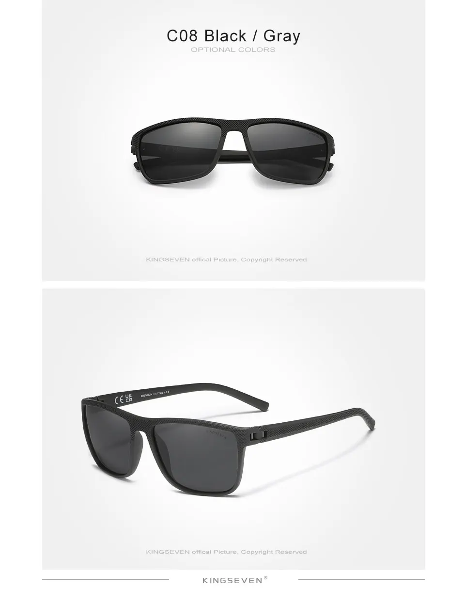 KINGSEVEN NEUE Polarisierte Sonnenbrille für Damen, quadratischer Rahmen, Sonnenbrille für Herren, LC755, Outdoor-Reise – Detail 8