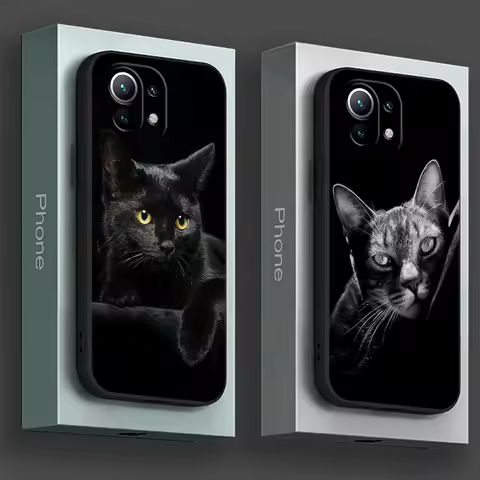 Cute cat Phone Case For Xiaomi 14T 13T 12T 11T 14 Pro 12 Mi 11 Lite Poco X3 X4 X5 X6 M5 F5 F6 Pro Soft Silicone Cover Black Cats