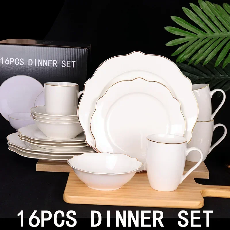 h27- Phnom Penh ceramic tableware 16 heads 18 heads dishes, plates, cups, flower-shaped plates, gift box set 6
