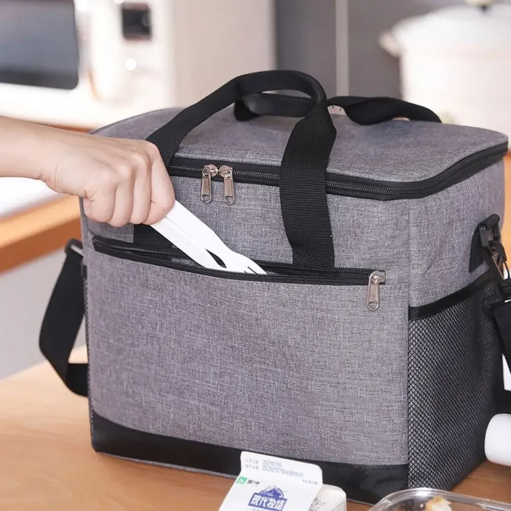 أكسفورد القماش أكياس تبريد الغداء الألومنيوم احباط 18L 30L حقيبة عزل حراري مانعة للتسرب سعة كبيرة حقيبة مبردة في الهواء الطلق #4
