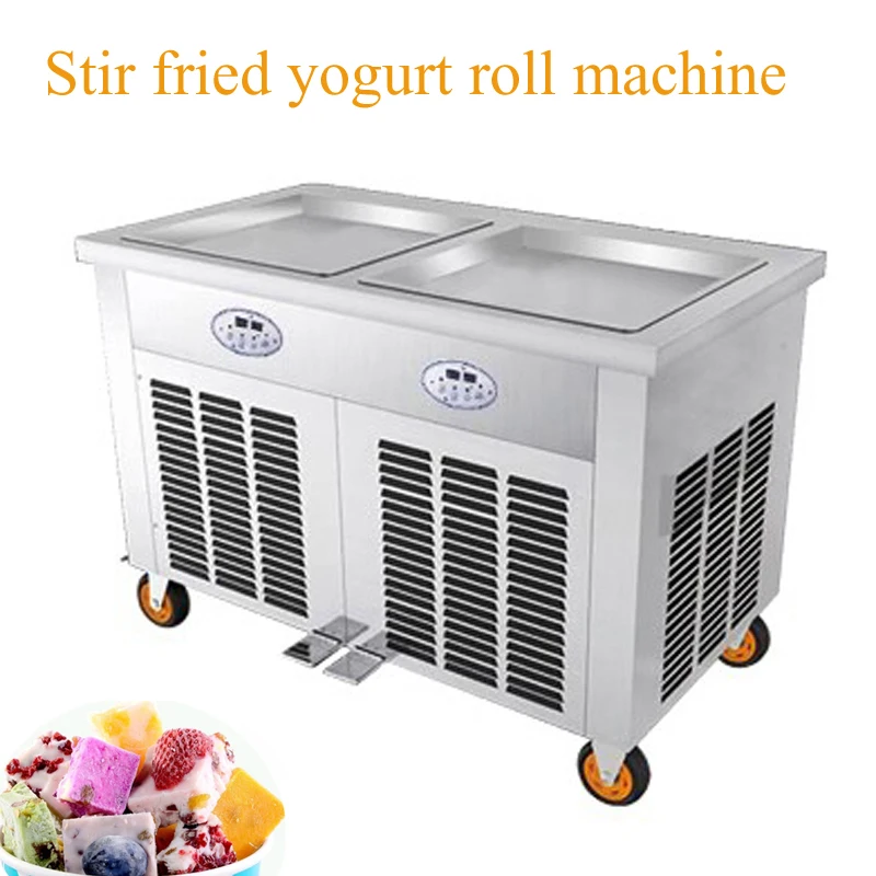 

Double-Pan Fry Ice Cream Maker Commercial Yogurt Frying Machine Fried Ice Cream Roll Machine Pot Stir-Fried Milk Roll Machine