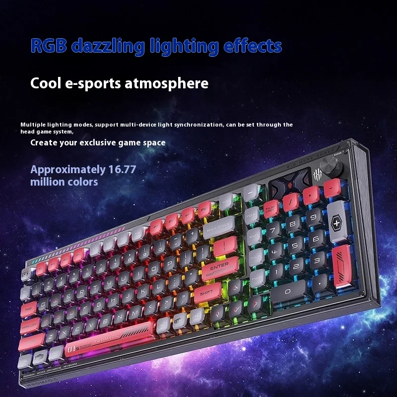 لوحة مفاتيح ألعاب Nubia Red Magic، ميكانيكية، سلكية ولاسلكية، مفتاح فضي سريع، للرجال والنساء