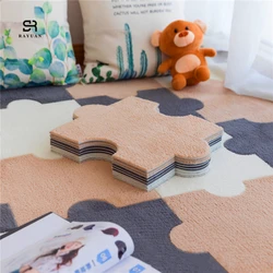 RAYUAN Plush Self Adhesive DIY Puzzle Mat Carpet Mat Children Pets Safe Baby Playmat Self-adhesive Rug Carpets