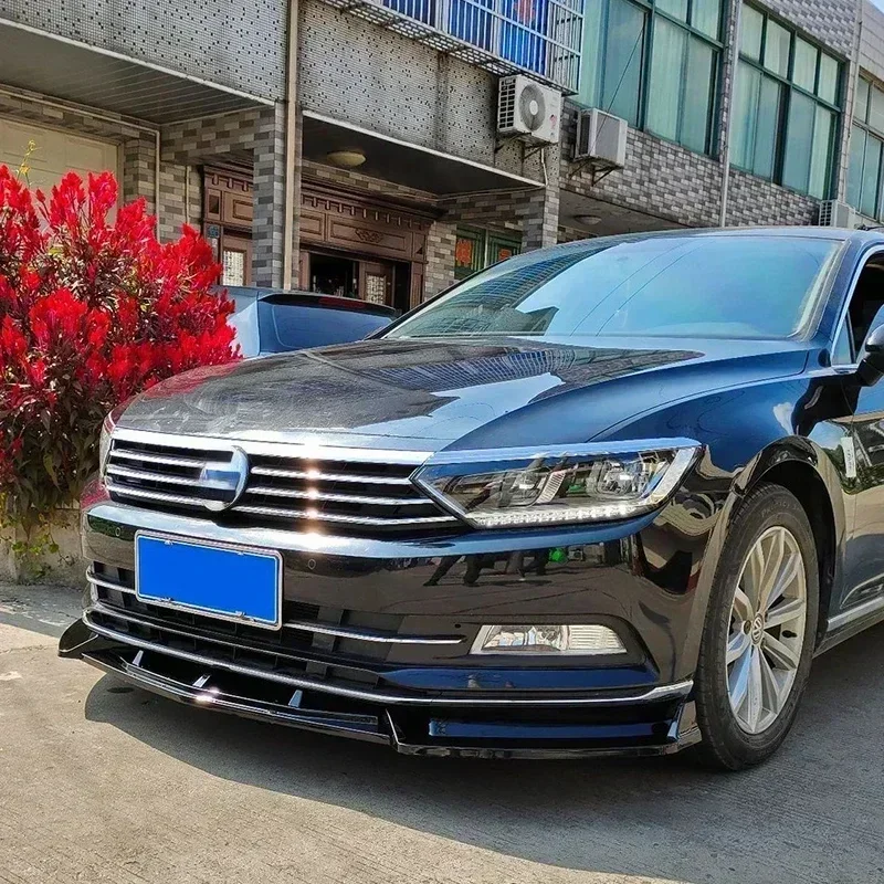 For Volkswagen Passat B8 2014-2019 High Quality Glossy Black Carbon Look Car Front Bumper Lip Diffuser Spoiler Splitter Body Kit