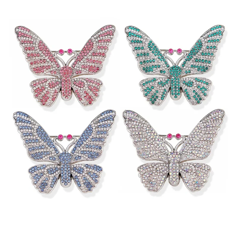 1 PCS butterfly rhinestone boutonnier brooches women's high-end temperament chest flower pin trend accessories clothes accessory