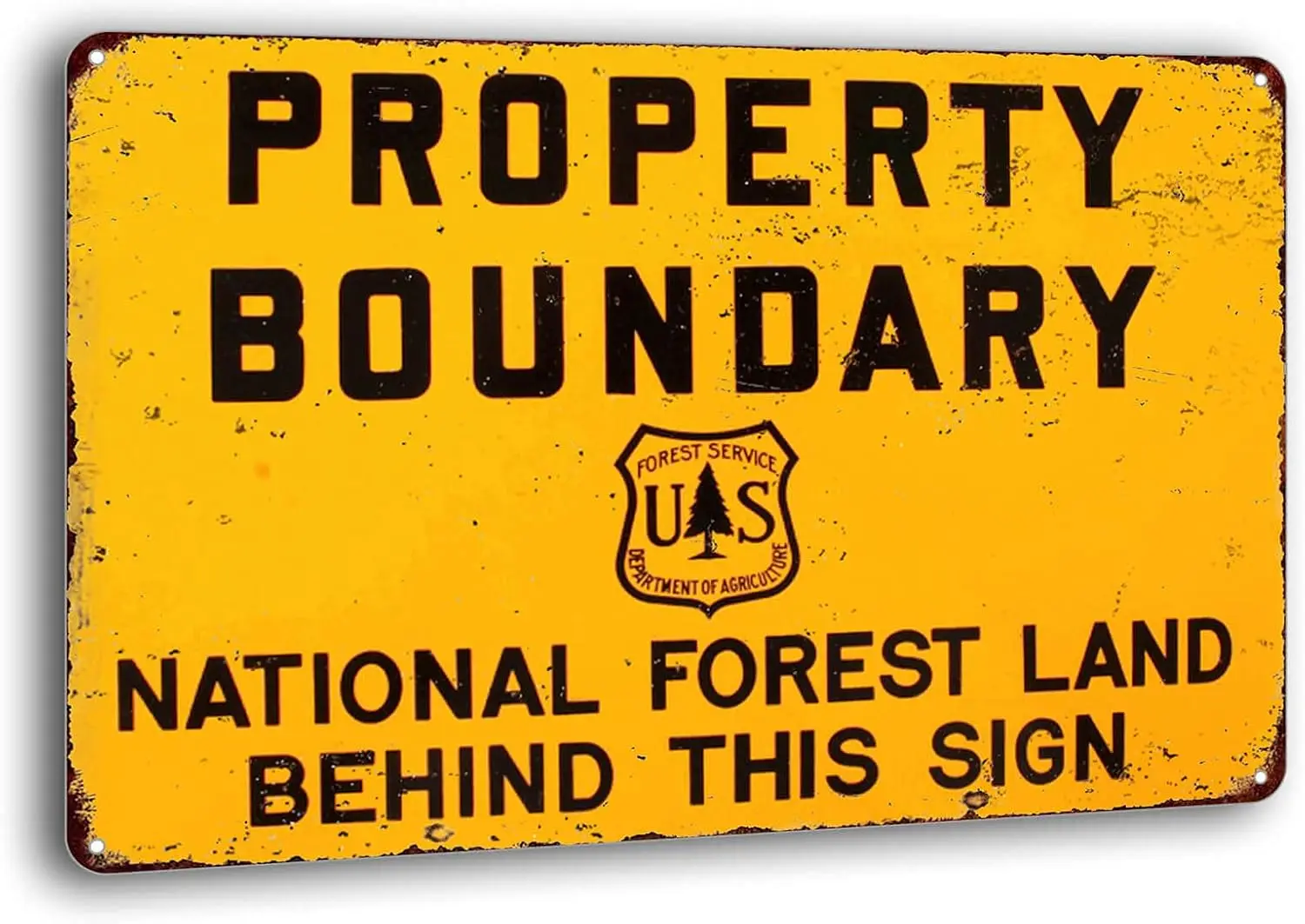 Tin Sign Property Boundary National Forest Vintage Reproduction Metal Sign Wall Decor 8 x 12 inches