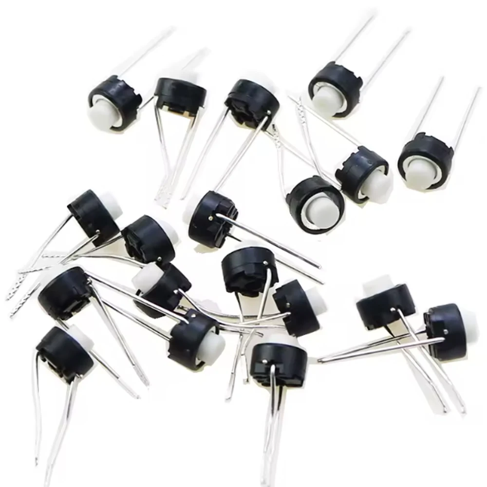 Cltgxdd 100pcs 6*6*5mm DIP Tactile Push Button Micro Switch Momentary White Head Bulk