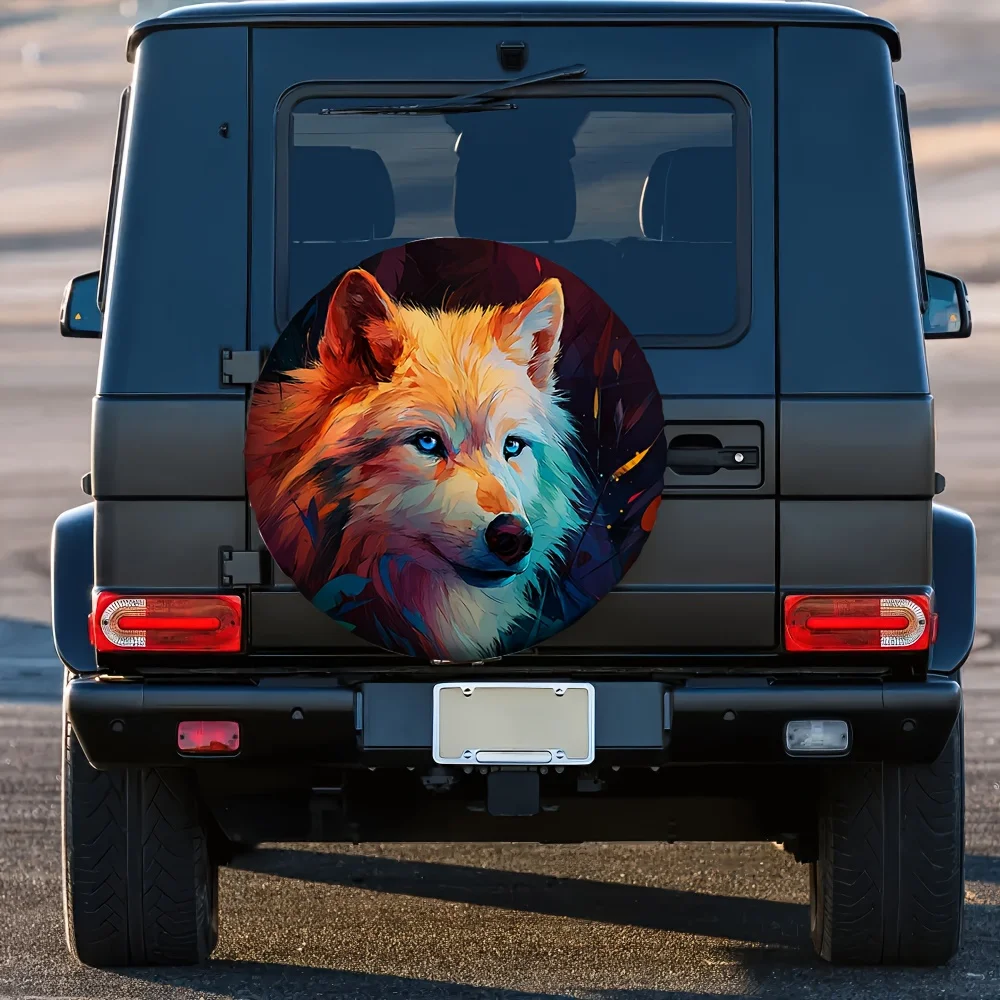 One Piece Of 2D Flat-Printed Tire Covers Featuring A Lovely Fox Design, Made From 100% Polyester, Perfect For Travel Without The