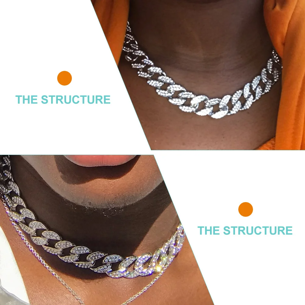 

Full Diamond Cuban Hip-Hop Luxury Necklace Stylish Curb Chain For Party Daily Wear Mens Necklaces Jewelry Chain Punk
