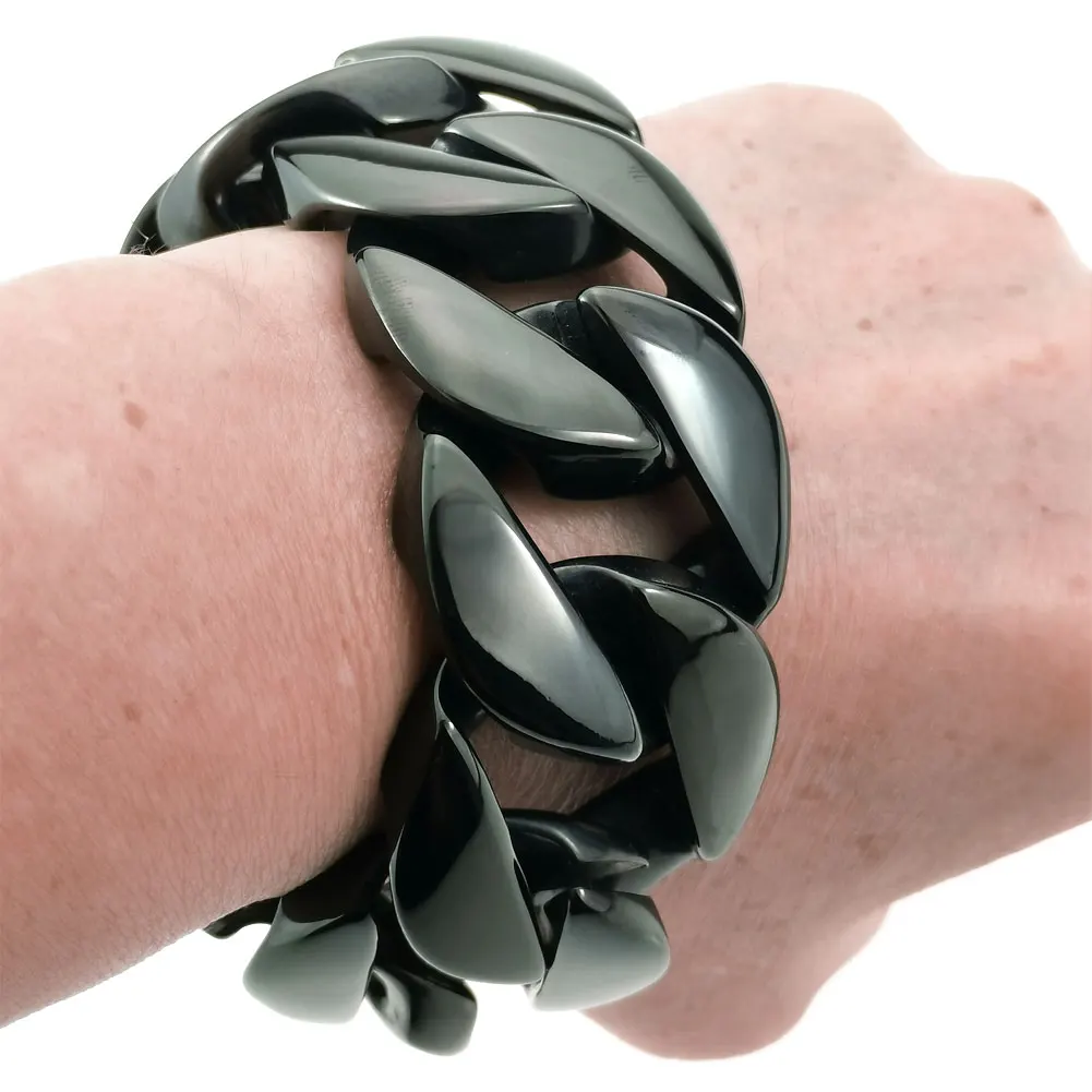 سوار من الفولاذ المقاوم للصدأ ثقيل الوزن - إكسسوار أزياء رجالي أسود #2