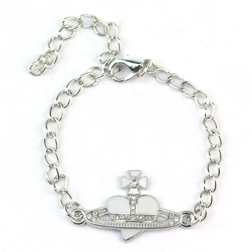 Pulsera de moda Saturno Rhinestone Crystal Planet Saturn colgante para mujer moda encanto joyería regalo