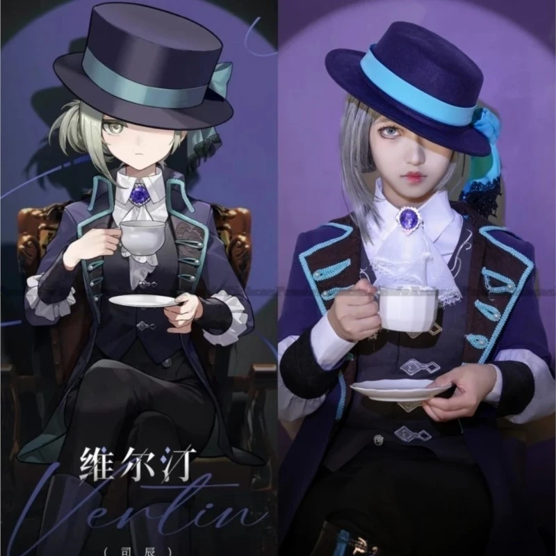 Juego Reverse 1999 Cos Vertin Cosplay disfraz uniforme Vertin peluca traje abrigo sombrero zapatos mujeres Halloween Navidad Cosplay disfraz