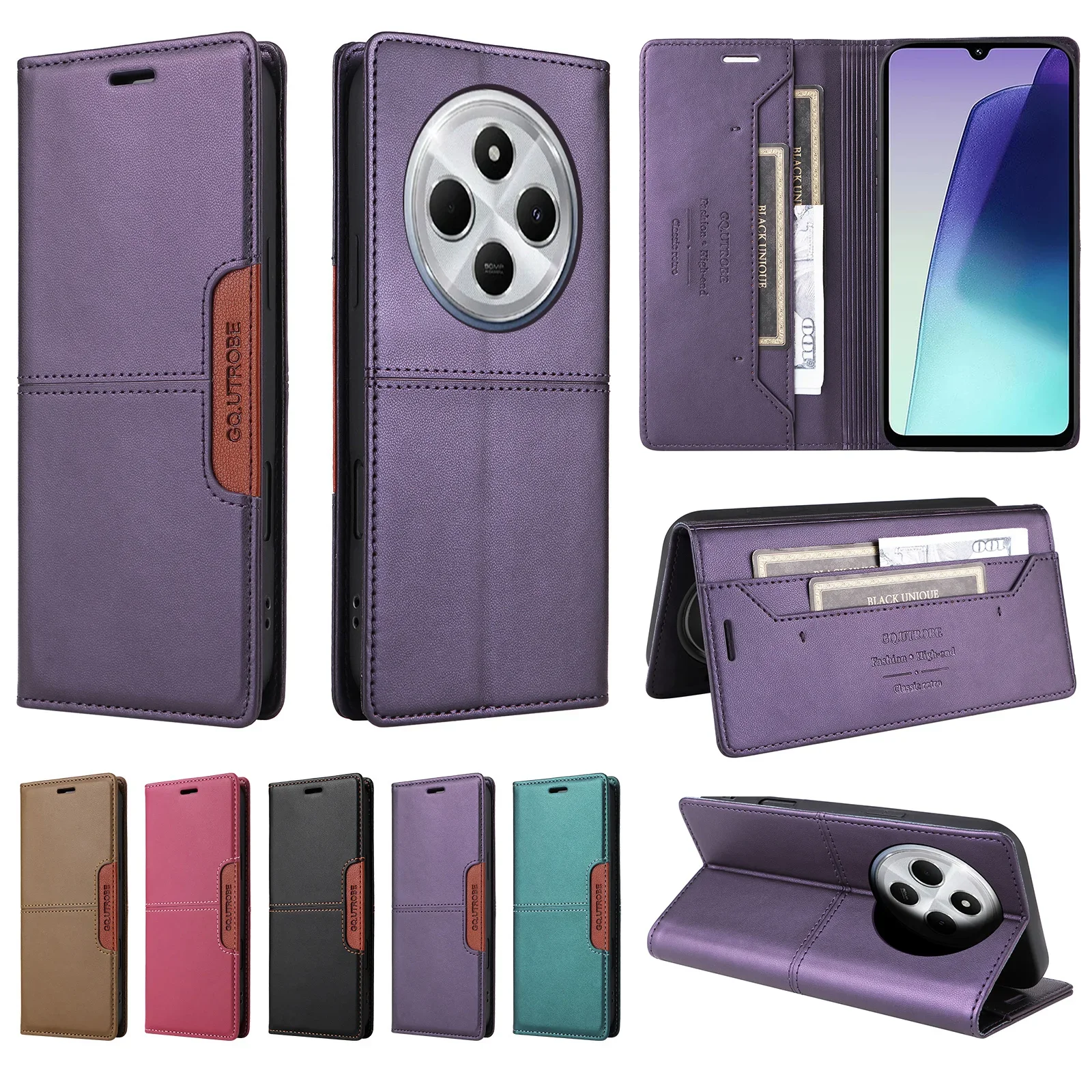 Business Leder Handyhülle für XiaoMi Redmi Note 15 14 13 Pro Plus + 12 11S 10 9S Pro 14C 13C A3 Magnetische Flip-Brieftaschenhülle