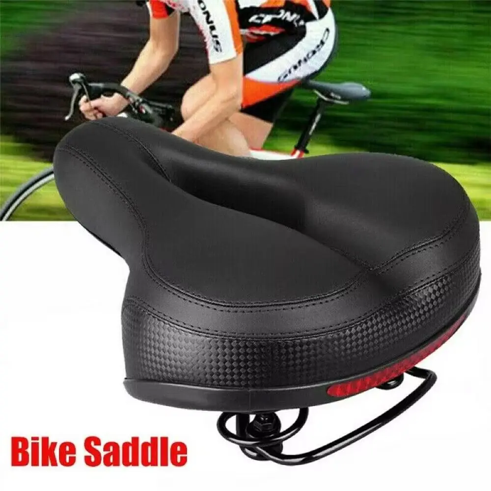 PU Leather Oversized Bike Seat Spring Soft Comfortable Wide Bicycle Saddle High Elasticity Waterproof Road Bike Seat