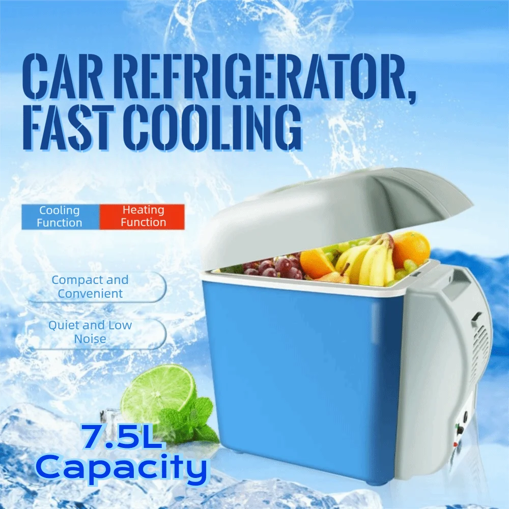 

7.5 Liter Capacity Car Mini Refrigerator Lightweight Semiconductor Car Refrigerator Ice Box Insulated Cooler 12V Car Fridge