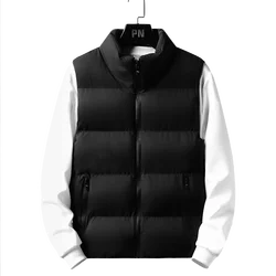 5XL Mens Vest Jacket Warm Sleeveless Jackets Winter Waterproof Zipper Coat Autumn Stand-up Collar Casual Waistcoat Clothing