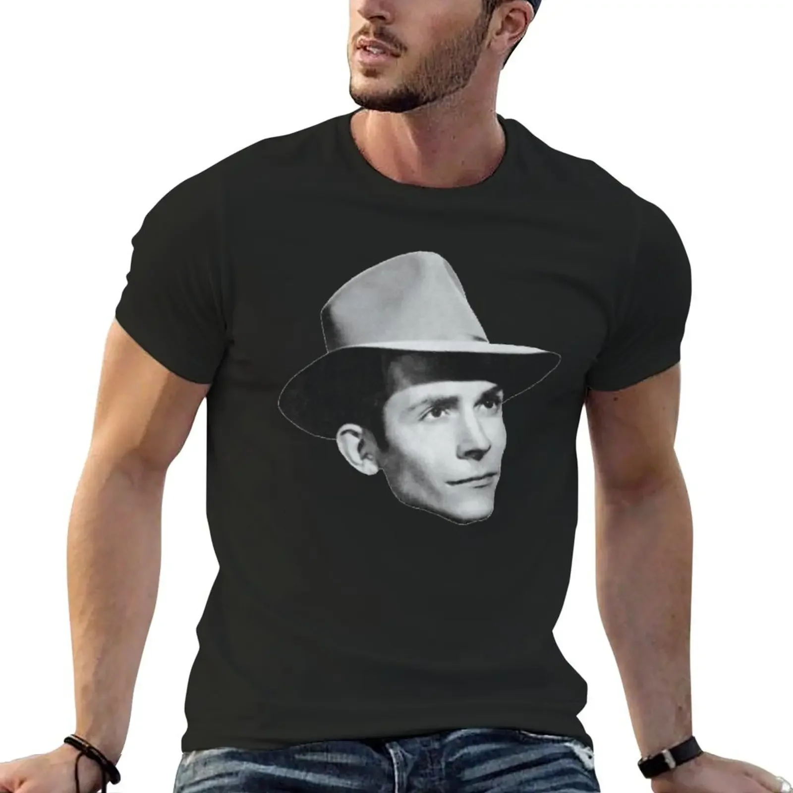 

Hank Williams - Photograph without Text T-Shirt Blouse Short sleeve tee anime clothes sweat graphic tees for men