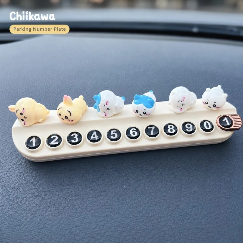 Kawaii Chiikawa Car Parking Phone Number Plate Hidden Temporary Parking Card Dashboard Contact Number Display Car Interior 2026 - view 3