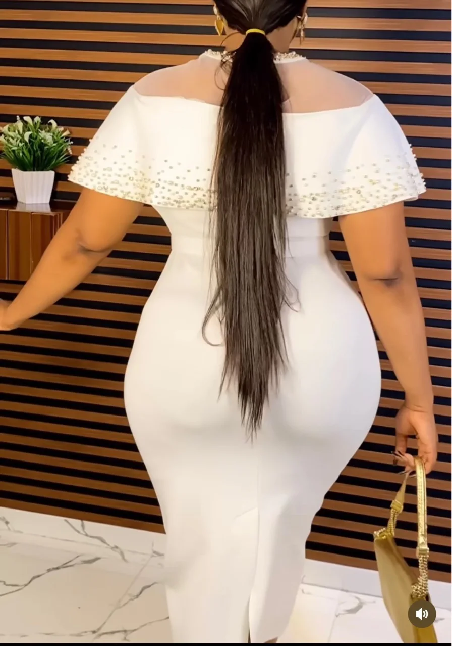 African Wedding Party Dresses Summer African Women Elegant Short Sleeve Polyester Knee-length Dress African Dresses for Women