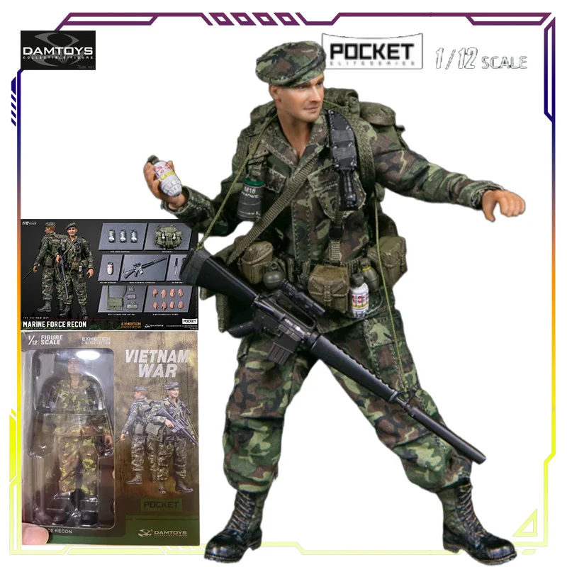 

DAMTOYS Original 1/12 Pocket Elite Series Vietnam War US Marine Corps Reconnaissance Company Anime Action Figure Model Toys