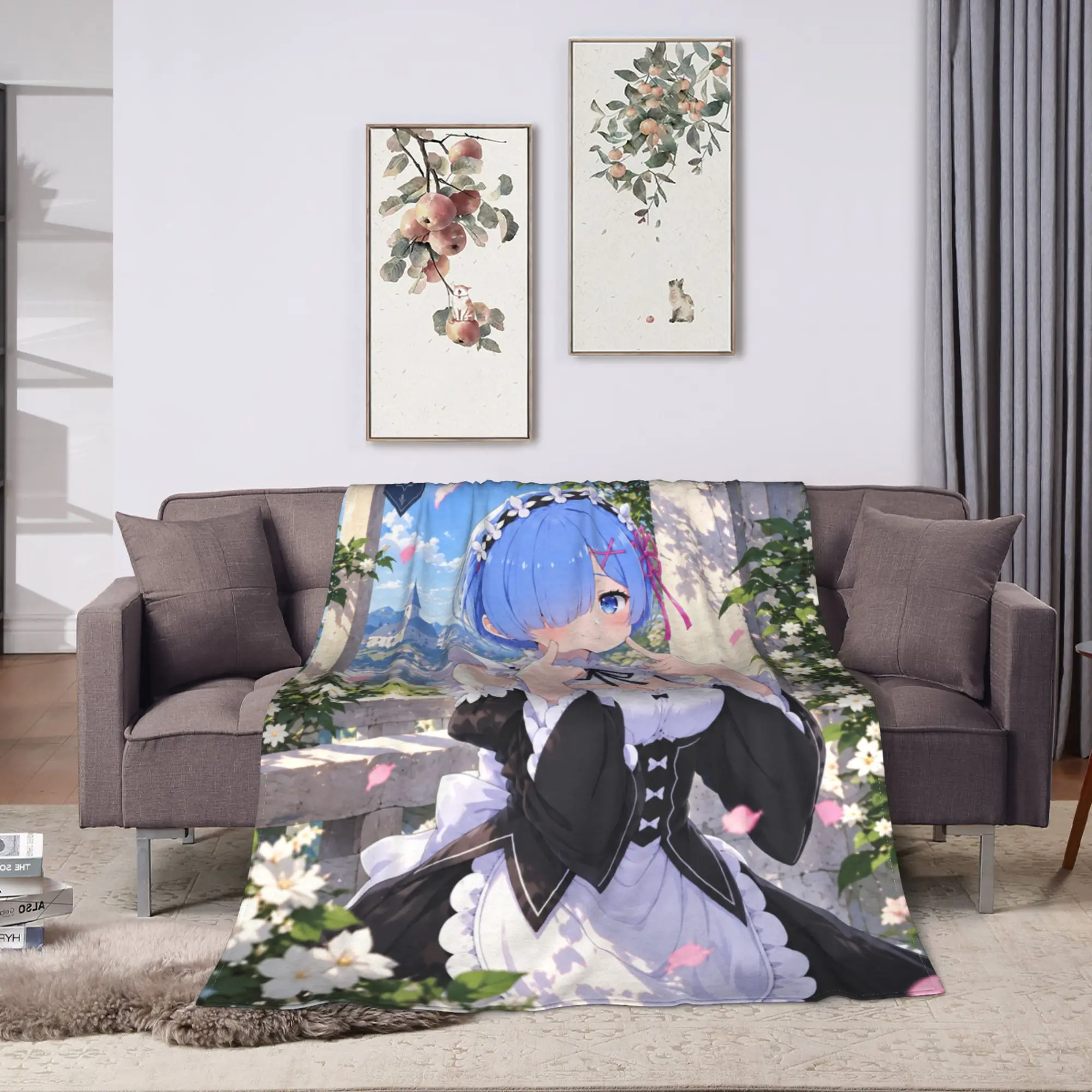 Anime Re Life In A Different World From Zero Rem Blankets Super Warm Plush Bedding Throws Bedroom Flannel Bedspread Bed Cover