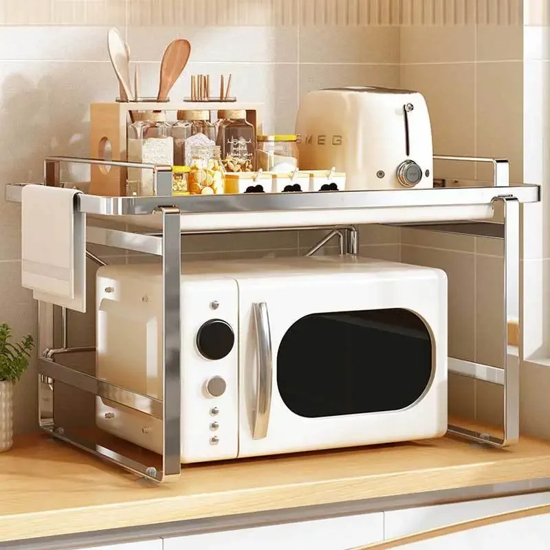 

Multi-Functional Kitchen Storage Rack Korean Microwave Oven Rack Dinner Plate Seasoning Storage Floor-To-Ceiling Table