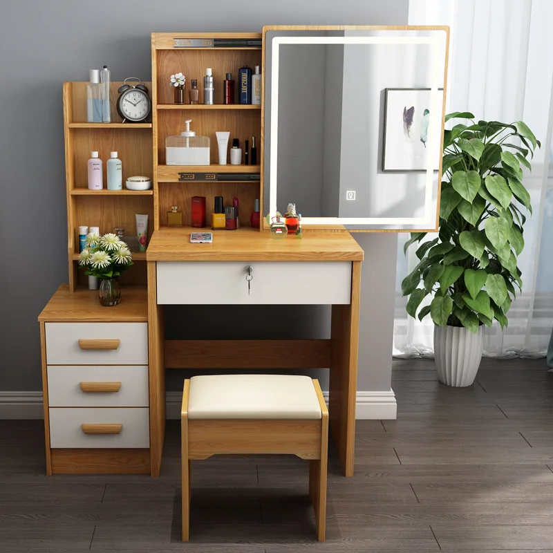 #Modern White MDF Wooden Dresser Lighted Stool Stylish Bedroom Bathroom Storage Solution for Home Hotel  Hot Sale Makeup Table