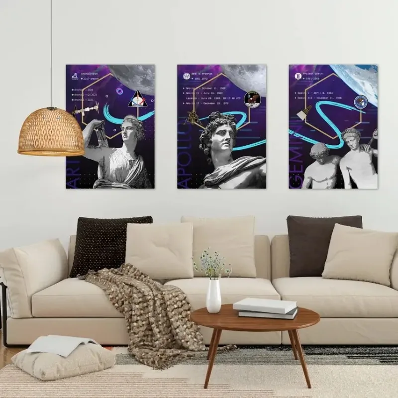 Vaporwave Neon Posters NASA Space Retrowave Synthwave Canvas Painting Aesthetic Wall Art for Living Room Home Decoration Mural