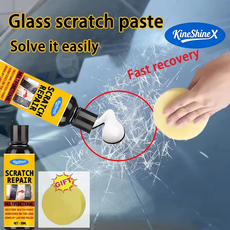 Pasta de pulido para reparar arañazos en vidrio KINESHINEX, para puertas de coche, cristales, relojes, para restaurar el brillo, 30/100 ml, 1/3 unidades