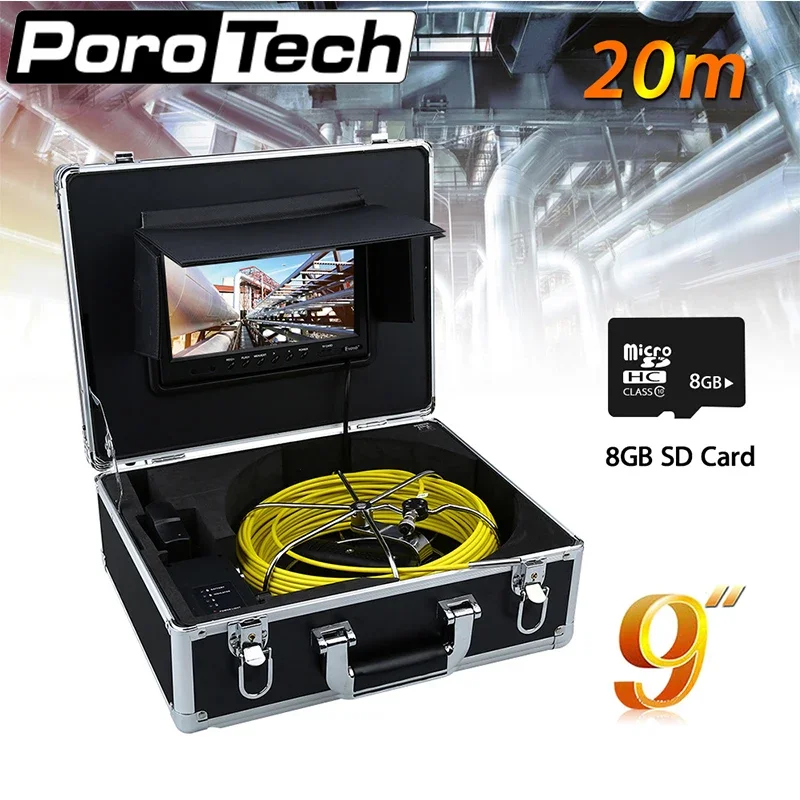 WP90C 6.5mm  camera 20m cable Sewer Endoscope camera Kitchen sewer check yellow cable with suitcase High quality professional