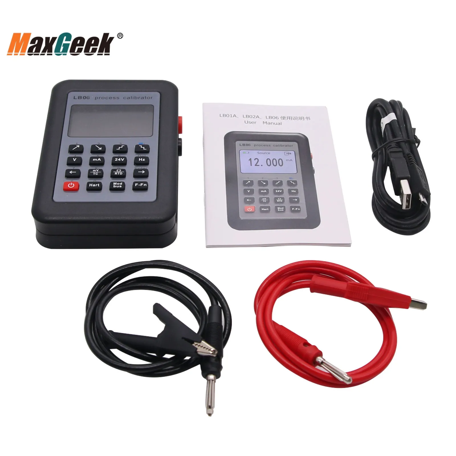 Maxgeek New Multifunction Process Calibrator LB06 MODBUS RTU Hart Communicator PT100 Frequency 4-20mA 0-10V Signal Calibrator